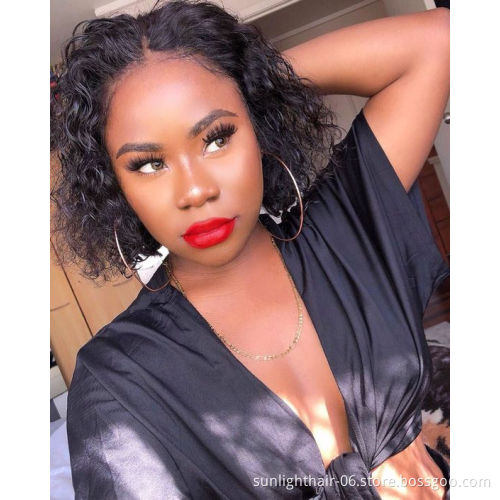 Sunlight Highlight Wig Bob Lace Front Wigs Curly Human Hair 150 S Remy Lace  Wigs With Baby Hair For Women